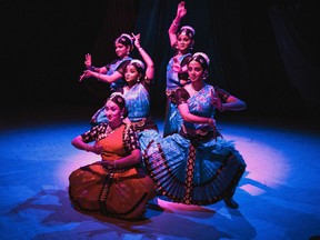The Natyam Ensemble featuring Malavika Venkatsubbaiah, lower left, is performing at CanNatyam Sunday.