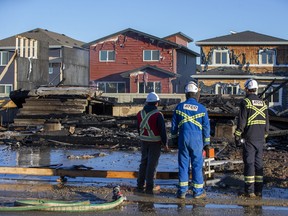 Edmonton Fire Rescue Services said three homes under construction near 18 Avenue and 18 Street were damaged by fire on Tuesday, Oct 11, 2022.