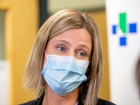 Dr. Kristin Klein, AHS Medical Officer of Health speaks to the media as Alberta’s influenza immunization campaign begins on Monday, Oct. 17, 2022 in Edmonton, to all Albertans six months of age and older. COVID-19 vaccines, including boosters, may also be offered to individuals that are eligible with each influenza vaccine appointment booked .Greg Southam-Postmedia