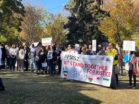 Members of the Iranian community in Edmonton rally on Saturday, October 1, 2022, in support of people inside Iran who are protesting for their very basic rights against the Islamic Republic Regime.