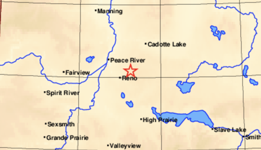 A 4.1-magnitude earthquake was recorded in northern Alberta