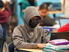 A student is pictured at Svend Hansen School in Edmonton on October 19, 2022.