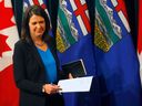 Prime Minister Danielle Smith attends a press conference on November 17.