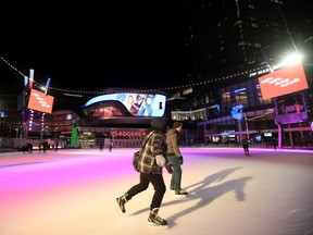 Edmontonians ice skate at the Ice Plaza in downtown Edmonton, Tuesday, Nov. 15, 2022.