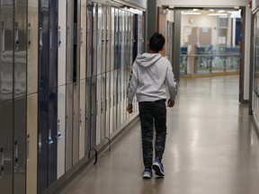 A student is seen at Svend Hansen School in Edmonton on Oct. 19, 2022.