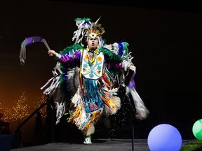 Warmly applauded at the Festival of Trees fundraiser at the Edmonton Convention Centre last week was traditional hoop dancer James Jones, known to many by his stage name of "Notorious Cree." He has performed around the world and is ranked among the world's top five hoop dancers. Supplied by Amanda Gallant/Shane Geary.