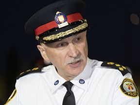 Toronto Police Chief James Ramer speaks to the media at the scene of a shooting in Mississauga, Ont., Monday, Sept. 12, 2022.&ampnbsp;