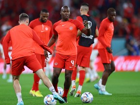 Canada's Kamal Miller during the warm up before the match against Morocco.