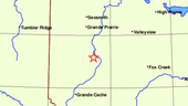 Earthquakes Canada reported a magnitude 4.2 earthquake in northern Alberta at about 10:36 a.m. on Wednesday. The star in the centre of the map indicates the earthquake's epicentre.