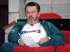 Oilers scout Barry Fraser sits in the stands at the Northlands Coliseum circa 1990.