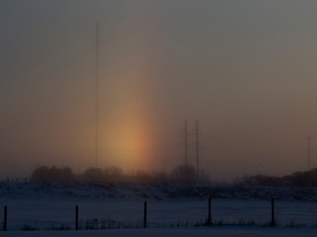 Part of a sundog is visible in western Edmonton Tuesday morning, December 20, 2022.
