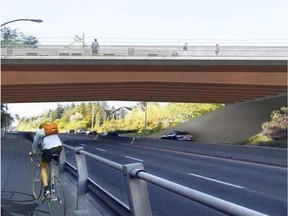 An artist's rendering of what the new Stony Plain Road Bridge over Groat Road is expected to look like.