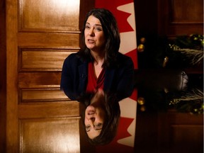 Alberta Premier Danielle Smith speaks to Postmedia during a year-end interview in her office at the Alberta legislature in Edmonton on Dec. 14, 2022.