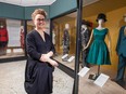 Dr. Anne Bissonnette with the University of Alberta exhibit, [De]Coded: Deciphering the Dialectics of Dress, which draws from the Anne Lambert Clothing and Textile Collection.