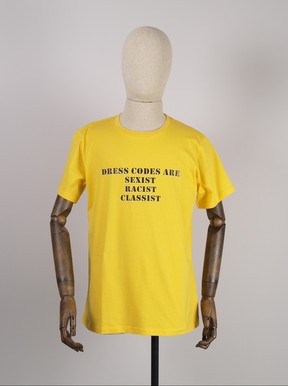 American eighth-grader Sophia Trevino was found violating her school district's dress code and defied the policy with this shirt version, coded as the U of A's current exhibit (D).