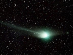 A long exposure photo of comet C/2022 E3 taken by Royal Astronomical Society of Canada member Arnold Rivera through a telescope from a dark location away from bright city lights.