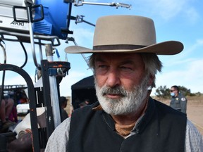 This file handout photo released April 25, 2022, courtesy of Santa Fe County Sheriff's Office and part of the investigative files, shows actor Alec Baldwin being processed after the death of cinematographer Halyna Hutchins at the Bonanza Creek Ranch in Santa Fe, New Mexico, on October 21, 2022.