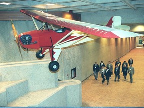 MLAs make their way through the legislature grounds pedway system in 1997.