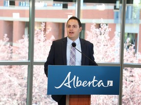 Advanced Education Minister Demetrios Nicolaides makes a funding announcement at SAIT to promote Alberta to international students on Oct. 3, 2022.