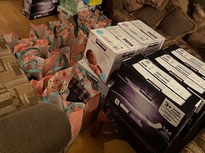 Supplies for packages the World Sikh Organization and Sangat Youth will be delivering to Edmonton's Lurana Shelter on Valentine's Day. (Supplied photo)