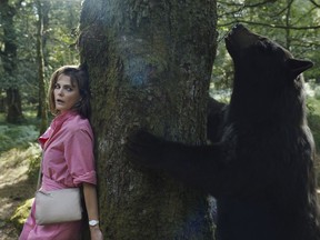 This image released by Universal Pictures shows Keri Russell in a scene from "Cocaine Bear," directed by Elizabeth Banks.
