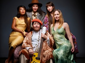Five Edmonton actors and singers trace the creative arc of a folk-music icon in Theatre Network's production of Joni Mitchell: Songs of A Prairie Girl, running through March 26 at The Roxy Theatre.