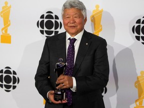 Ron Sakamoto receives the Walt Grealis Special Achievement Award at the 2023 Junos Opening Night Awards on Saturday, March 11.