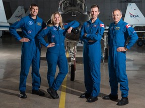 Canada's active astronauts, from left, are Jeremy Hansen, Jenni Sidey-Gibbons, Joshua Kutryk and David Saint-Jacques.