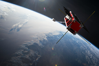 A rendering of a cube satellite orbiting Earth. University of Alberta students have built a satellite that will be launched into space and orbit the planet to monitor wildfire activity.