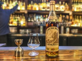 A bottle Pappy Van Winkle 23-year-old — considered the holy grail for bourbon fanatics — is shown at the Far Bar in Los Angeles. A growing cult of bourbon aficionados is willing to pay an astonishing amount of money for these increasingly scarce premium spirits.