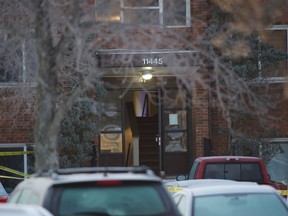 Edmonton Police respond to incident at Baywood Apartments at 114 Avenue and 132 Street. Officers confirm they are mourning the loss of two patrol officers.