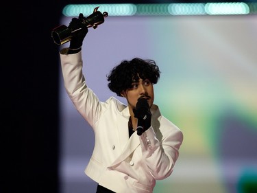 Breakthrough Artist of the Year winner Preston Pablo during the 2023 Juno Awards at Rogers Place in Edmonton, Monday March 13, 2023. Photo by David Bloom