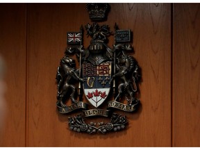 Court of Kings Bench seal in an Edmonton courtroom