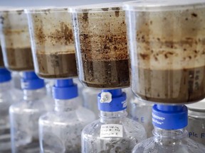 Tailings samples are being tested during a tour of Imperial's oil sands research centre in Calgary on Tuesday, Aug. 28, 2018.