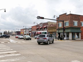 A view of downtown Olds on March 27, 2019. The town was used as a film set for HBO's The Last of Us.