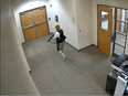 An image from surveillance video shows Audrey Hale inside The Covenant School in Nashville.