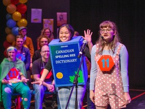 Alisel Manago and Emma Brytan take part in the Austin O'Brien performance of The 25th Annual Putnam County Spelling Bee on Thursday, March 9, 2023 in Edmonton. Greg Southam-Postmedia