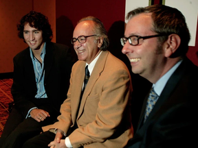 Justin Trudeau pictured prior to a meeting of the Trudeau Foundation in 2004. In the middle is Boaventura de Sousa Santos of the World Social Forum and at right is Stephan Toope, the foundation's first president.