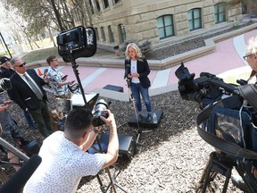 Alberta NDP leader Rachel Notley speaks in Calgary on Thursday, May 4, 2023. Notley held a press conference at McDougall Centre in downtown Calgary.