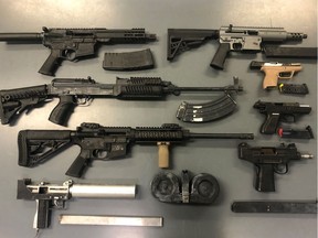 Eight guns seized by Edmonton city police.