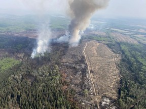 The BC Wildfire Service continues to respond to the Cameron River wildfire (G80175) located approximately 74 kilometres northwest of Fort St. John. As shown in this recent handout image.