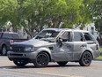 A damaged vehicle sits at the site of a deadly collision near a bus stop in Brownsville, Texas, on Sunday, May 7, 2023.