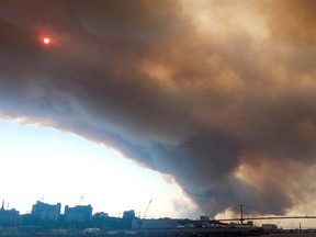 Smoke rises from a wildfire in Halifax on May 28 in this still image obtained from social media video.