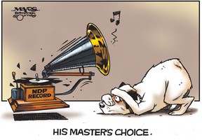 RCA dog cringes when Alberta NDP record plays.