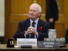 Former governor general David Johnston appears before a Commons committee reviewing his nomination as elections debates commissioner on Parliament Hill in Ottawa on Tuesday, Nov. 6, 2018.