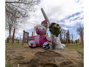 A mother and 11-year-old child were fatally stabbed on Friday near Crawford Plains School. A person matching the description of their attacker was shot by police. Taken on Saturday, May 6, 2023 in Edmonton.