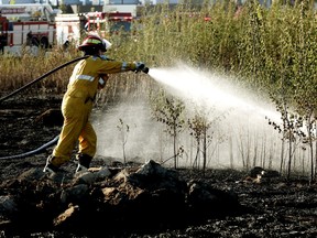Edmonton firefighters battle grass fire