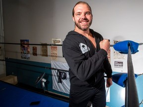 Michael Richard Blais, 33, who will be wrestling May 13 in an eight-hour "Infinity Gauntlet" match for the Stollery Children's Hospital, at the Clandestine Wrestling Society training facility in east Edmonton, 7762 18 St., on Friday, May 5, 2023.