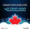 This Johnny Mnemonic-esque graphic was posted Friday by Statistics Canada to mark the fact that Canada's population is now officially 40 million. For 24 years starting in 1923, the Canada Immigration Act barred almost any Chinese person from migrating to this country. Today China is one of the top two sources of immigrants to Canada.