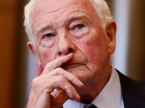 David Johnston, special rapporteur on foreign interference, holds a press conference about his findings and recommendations, in Ottawa, Ontario, May 23.